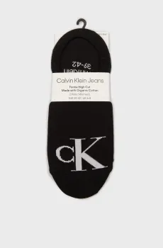 Женские черные следы (2 пары) CKJ WOMEN FOOTIE HIGH CUT 2P MONOGRAM Черный 35-38 Calvin Klein 701228817
