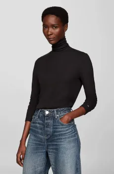 Женский черный гольф SLIM TENCEL ROLL NK LS Черный XS Tommy Hilfiger WW0WW42093