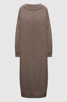 Коричневое платье макси с шерстью альпаки и кашемиром