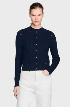 Женский темно-синий кардиган Синий S Sandro SFPCA01382_Navy Blue