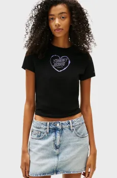 Женская черная футболка HEART Черный XS Tommy Jeans DW0DW21390
