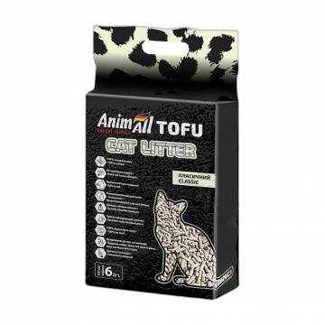 Соевый наполнитель для кошачьего туалета AnimAll Tofu Classic комкующийся, без аромата, 6 л, 2.6 кг