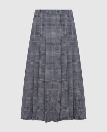 Серая юбка Sidney из шерсти в клеточку