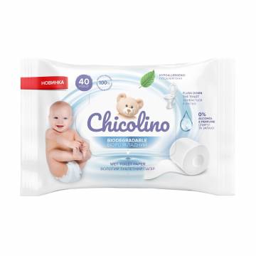 Биоразлагаемая влажная туалетная бумага для взрослых и детей Chicolino Biodegradable, 40 шт Биоразлагаемая влажная туалетная бумага для взрослых и детей Chicolino Biodegradable, 40 шт