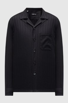 Черная рубашка с шелком в узоре