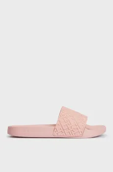 Женские розовые слайдеры с узором TH MONOGRAM POOL SLIDE Розовый 36 Tommy Hilfiger FW0FW06987