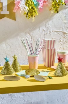 Набір святкових ковпаків на день народження - жовтий