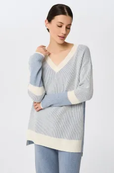 Женский голубой шерстяной пуловер Голубой 38 MARC&ANDRE W25-00CH0916