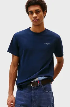 Мужская темно-синяя футболка LINEAR Синий XXL Tommy Jeans DM0DM21780