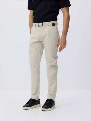 Reserved - Штани-чиноси slim fit із ременем - бежевий - 626DT-08X Reserved - Штани-чиноси slim fit із ременем - бежевий - 626DT-08X
