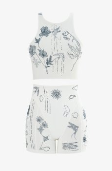 Молочний набір із кроп-топа і велосипедних шортів Душа
