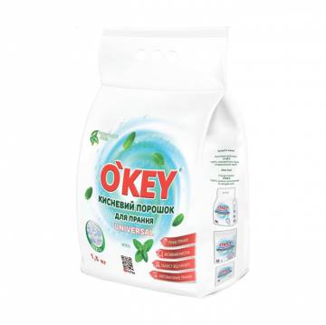 Кислородный порошок для стирки Okey Universal Мята, 1.5 кг Кислородный порошок для стирки Okey Universal Мята, 1.5 кг