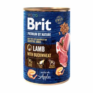Влажный корм для собак Brit Premium by Nature Ягненок с гречкой, 400 г Влажный корм для собак Brit Premium by Nature Ягненок с гречкой, 400 г