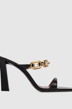 Черные кожаные мюли Mya с кристаллами