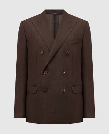 Коричневый двубортный пиджак Taormina из шерсти