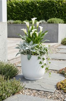 Рифлений горщик для квітів - білий