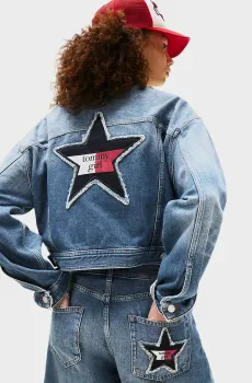 Женская синяя джинсовая куртка TOMMY GIRL OVSZ CRP TRUCKER Синий S Tommy Jeans DW0DW21433