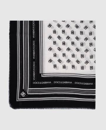 Белый платок из кашемира и шелка с логотипом