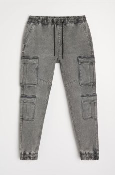 Джинсові джоггери - сірий