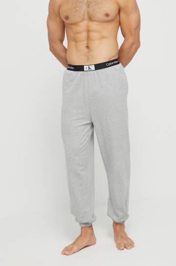 Хлопковые пижамные брюки Calvin Klein Underwear цвет серый однотонная Хлопковые пижамные брюки Calvin Klein Underwear цвет серый однотонная