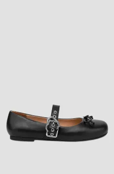 Женские черные кожаные балетки Черный 39 Moschino JA11091G1N.IE0;00A