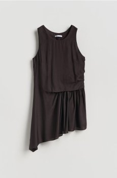 Reserved - Блузка з асиметричним низом - темно коричневий - 743HR-89X