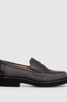 Серые комбинированные лоферы с шерстью