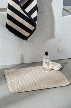 Килимок для ванної з геометричним візерунком - бежевий