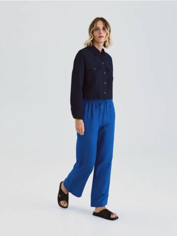 Reserved - Широкі лляні штани - світло-блакитний - 1023P-50X