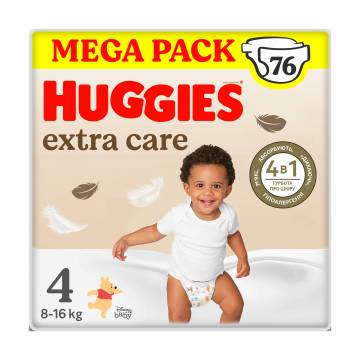 Подгузники Huggies Extra Care Box размер 4 (8-16 кг), 76 шт Подгузники Huggies Extra Care Box размер 4 (8-16 кг), 76 шт