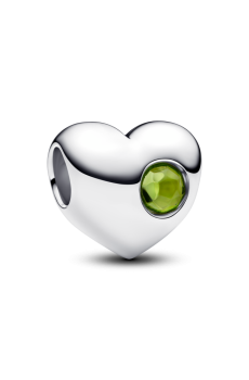 Намистина "Серце з весняно-зеленим каменем" для гравіювання
