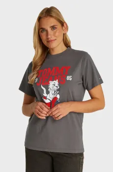 Женская серая футболка TJW RUNNING CAT GRAPHIC 2 TEE Серый S Tommy Jeans DW0DW20563