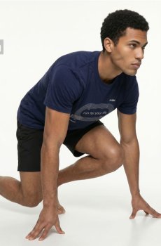 Бавовняна футболка slim fit з коротким рукавом SNSY PERFORMANCE - темно-синій