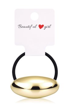 Резинка для волос мателевая, золотая, овал, 1 шт (E25092621)