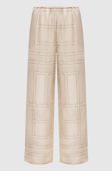 Бежевые брюки из шелка