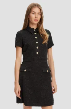 Женское черное твидовое платье Черный S Guess W5YK18.KCXO2;FJ5N