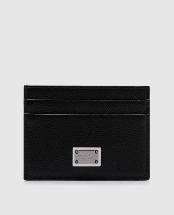 Черный кожаный картхолдер с логотипом