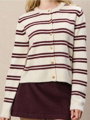 Кардиган в смужку з декоративними ґудзиками - різнобарвний Кардиган в смужку з декоративними ґудзиками - різнобарвний