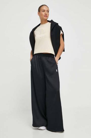 Брюки adidas Originals женские цвет чёрный широкие высокая посадка IU2520 Брюки adidas Originals женские цвет чёрный широкие высокая посадка IU2520