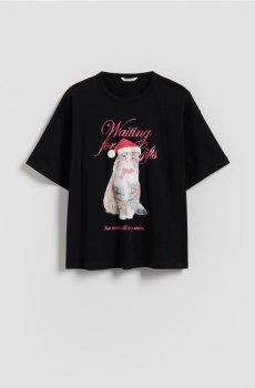 Reserved - Різдвяна футболка з принтом - чорний - 566GW-99X