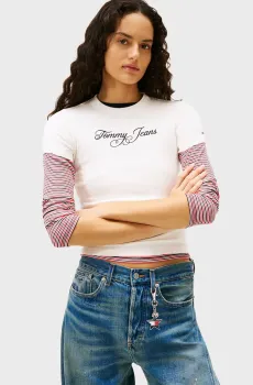 Женская белая футболка SLIM ESS LOGO Белый XXS Tommy Jeans DW0DW21838
