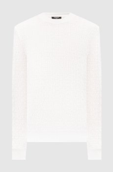 Белый джемпер из шерсти и льна