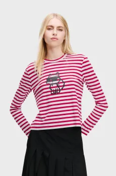Женский красный лонгслив в полоску IKON PRINT STRIPE LSLV TOP Красный XS Karl Lagerfeld A1W17137