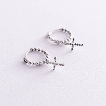 Серьги "Крестики" в белом золоте с05939 Серьги "Крестики" в белом золоте с05939