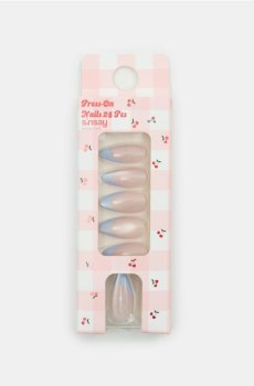 Штучні мигдалеподібні нігті френч - блакитний