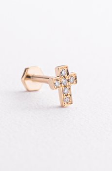 Одиночная золотая серьга для хеликса "Крестик" (бриллианты) сб0683ca
