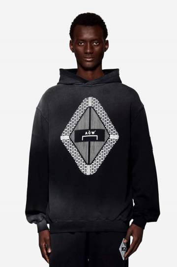 Хлопковая кофта A-COLD-WALL* Gradient Hoodie мужская цвет чёрный с капюшоном узор ACWMW126-BLACK Хлопковая кофта A-COLD-WALL* Gradient Hoodie мужская цвет чёрный с капюшоном узор ACWMW126-BLACK