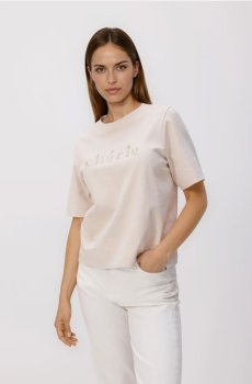 Reserved - Футболка regular із вишивкою - бежевий - 150HT-08X