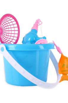 Магнитный рыболовный набор QiYiLe с корзиной Морская волна, от 3 лет, 10 шт