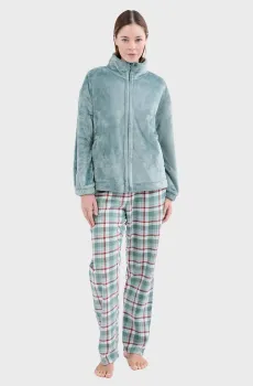 Женская голубая пижама (кофта, лонгслив, брюки) MARONA Голубой M Etam 6556167